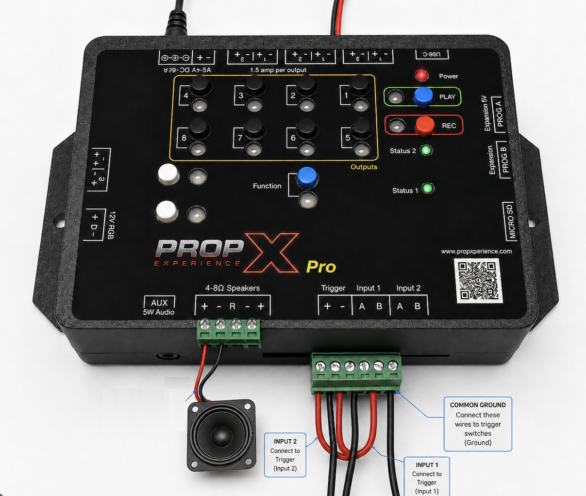 A speaker wired into the R pair of the speaker plug