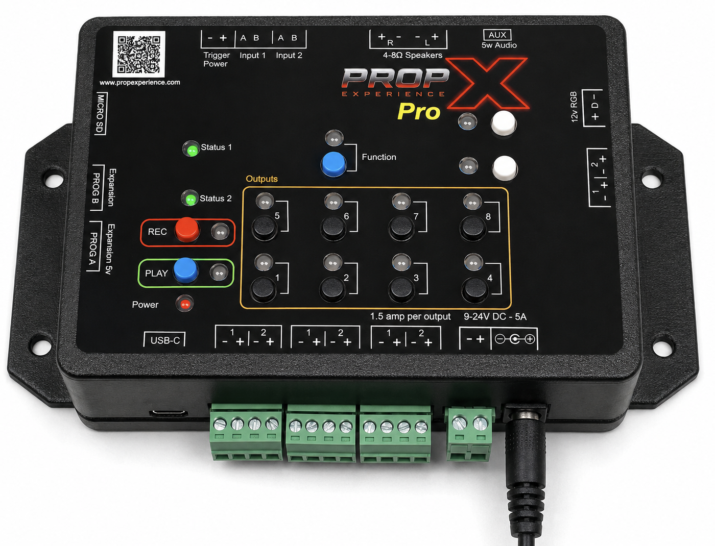 The controller with the Status 2 light flashing yellow and purple — no load sensed